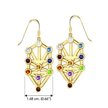 Kabbalah with Chakra Gemstone Solid Gold Earrings GER1717